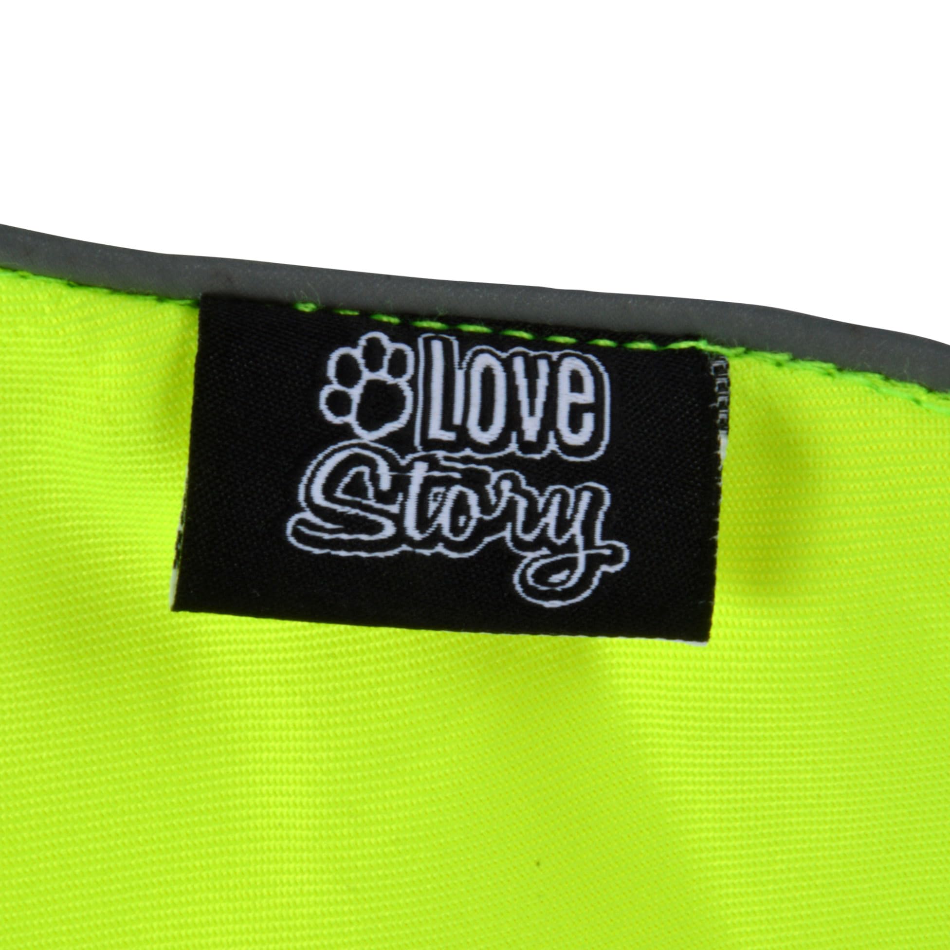 Love Story, Reflective Dog Bandana Fluorescent Yellow Polyester Size S/M 19 x 14 cm - Image 3