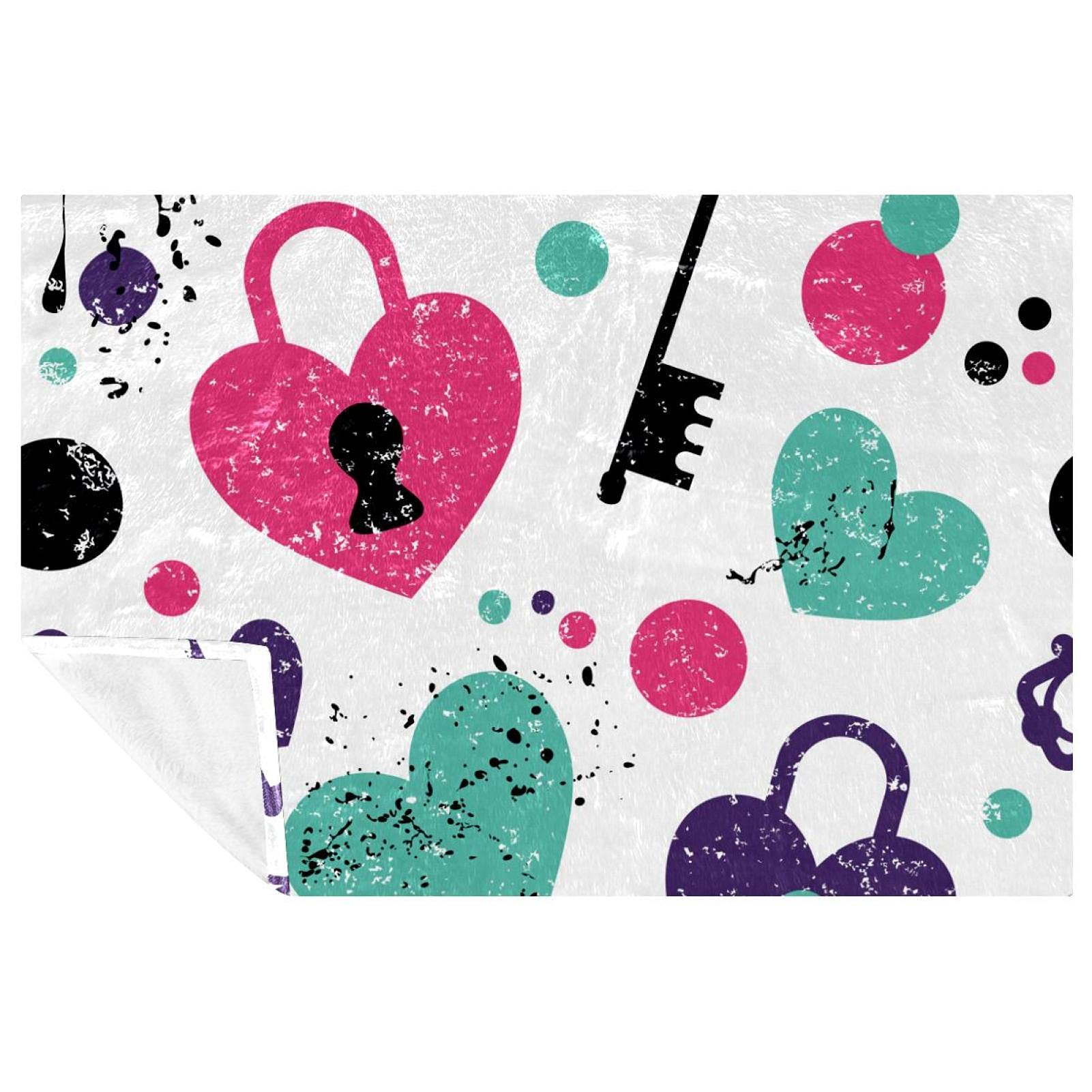 Couverture douce motif Love Lock and Key pour lit et canapé 150x100cm