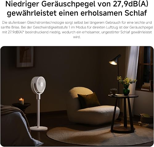 XIAOMI Smart Standing Air Circulation Fan - Standventilator mit 1440m³/h und 3D-Luftverteilung, 2-in-1 Ausziehbarer Standfuß, Ultra Leise 27,9dB(A), Smart Home App-Steuerung, Weiß - 8