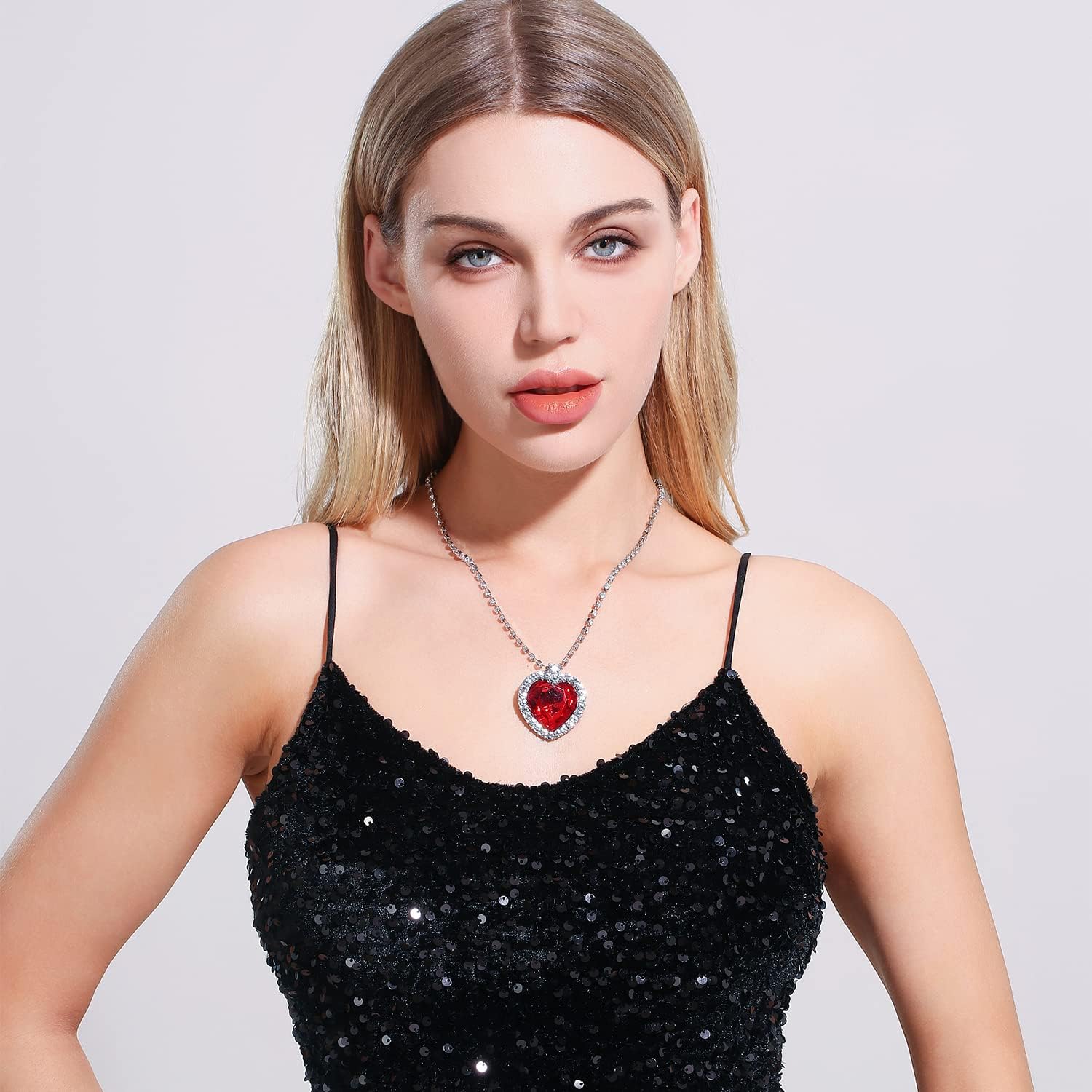 AILUOR Heart of The Ocean Neckalce, Royal Blue Crystal Created Sapphire Pendant with Silver Plated Necklace Jewelry - Image 5