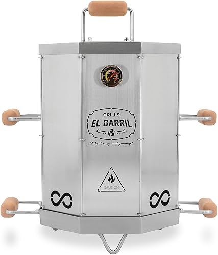 EL BARRIL - Barril plegable de acero inoxidable para ahumar y parrilla de carbón de 15 libras, ahumadores portátiles para exteriores con accesorios