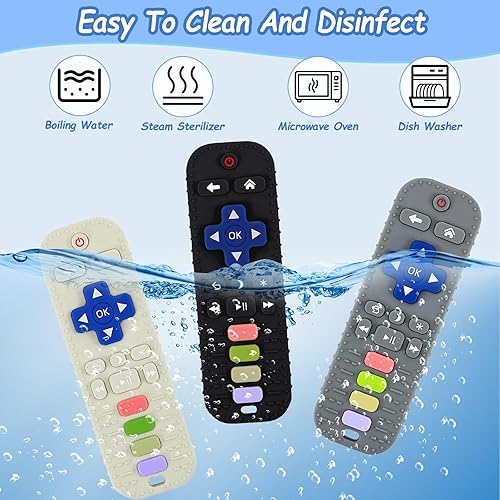 Miniatura 6 de Juguetes de dentición para bebés, mordedores de silicona con control remoto para bebés de 0 a 24 meses (beige)