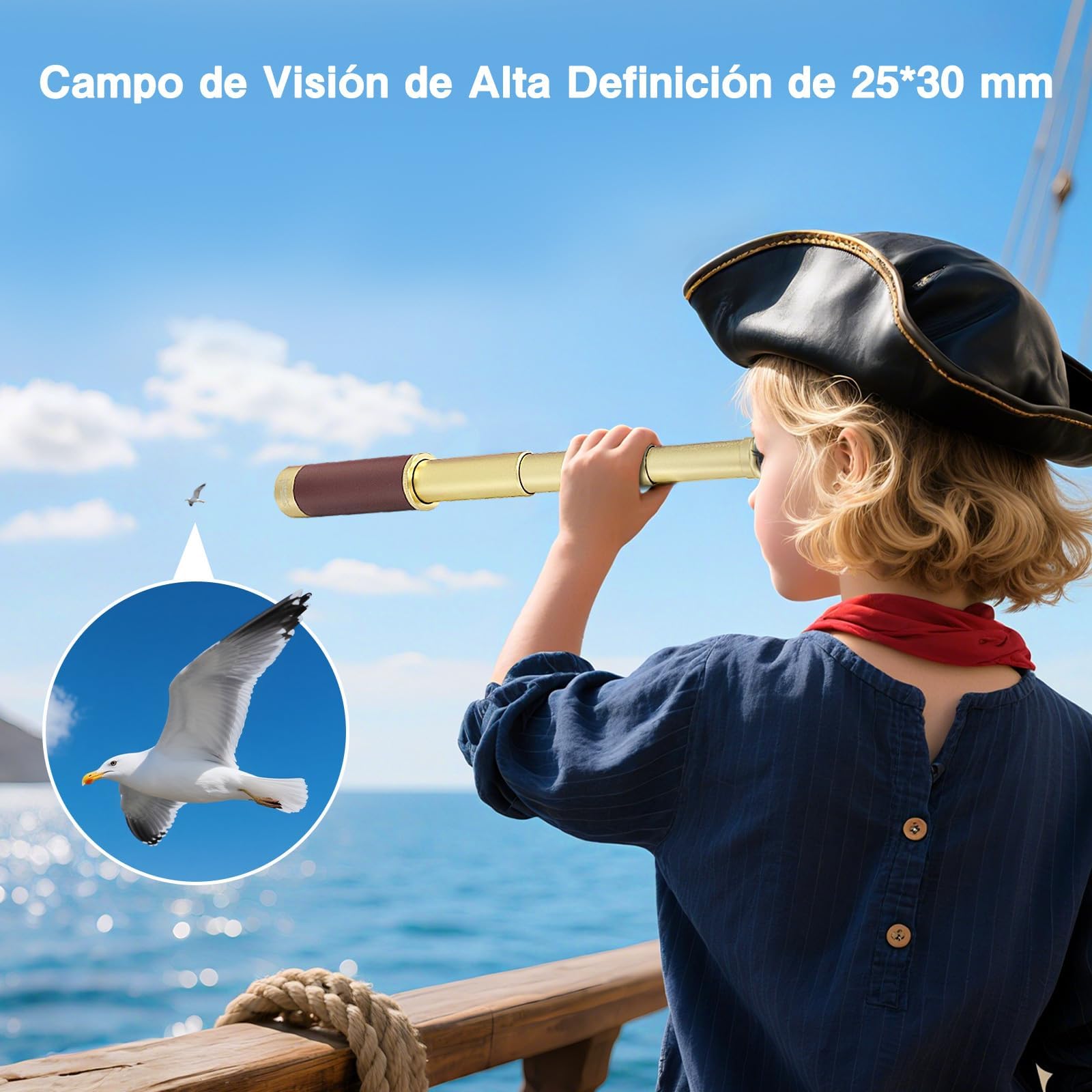 Telescopio Pirata Retro 25 x 30 Pulgadas Portátil de Mano Monocular