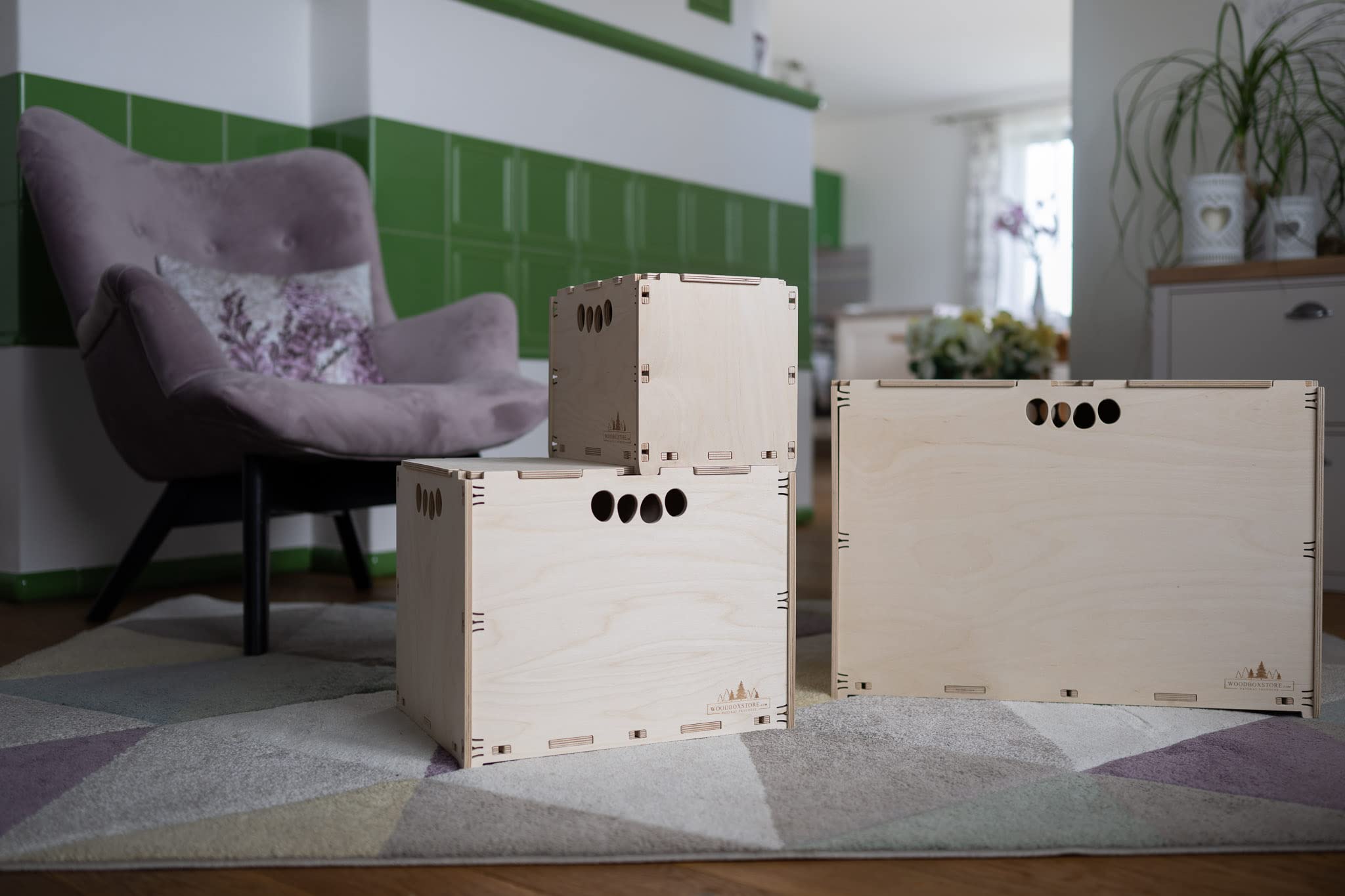 Hochbelastbar Werkzeugbox aus Holz Holzkiste Naturbelassen 40x30x32cm 30 Liter mit Deckel Aufbewahrungsbox