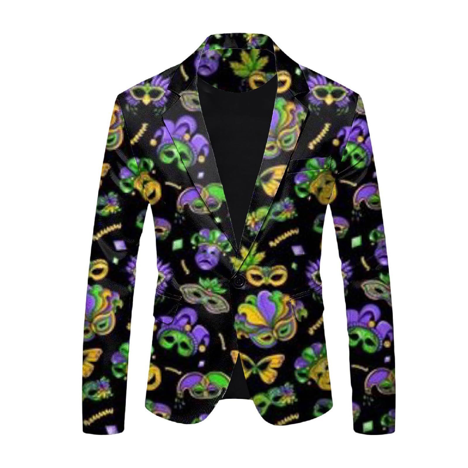 Anzug Kostüm Herren Lustiger Masken Anzug Prom Suits Faschingskostüme mit Bunten Drucken 60er Jahre Pop Art Style Outfit, Party Jacke und Hose, Karneval, Mottoparty, Mardi Gras S-3XL