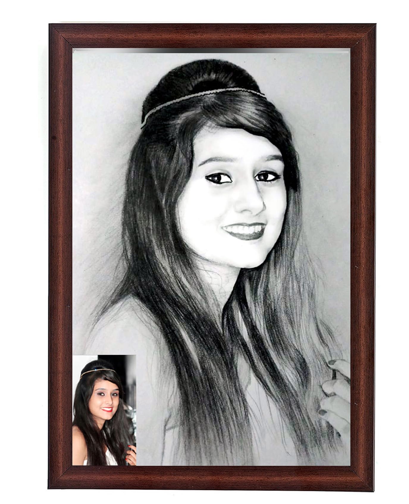 MY MAGIC GIFT HANDMADE PENCIL PORTRAIT WITH FRAME (A4 SIZE) 1
