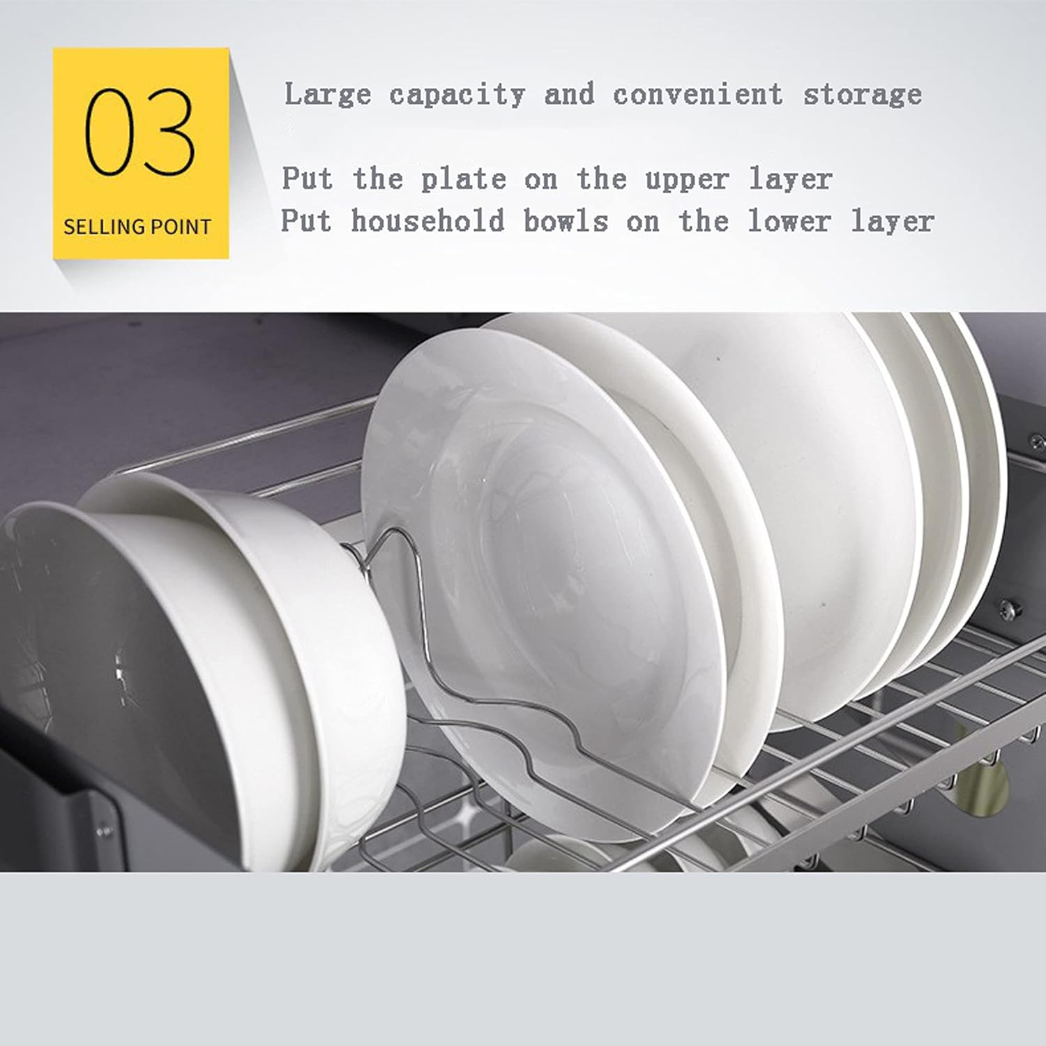 Pull-Down Dish Rack System, Spice Rack, Kitchen Shelf 2 Tier Upper Cabinet Pull-Out Organizer for Cabinet Length≥58cm, Silver, 36x27x52cm