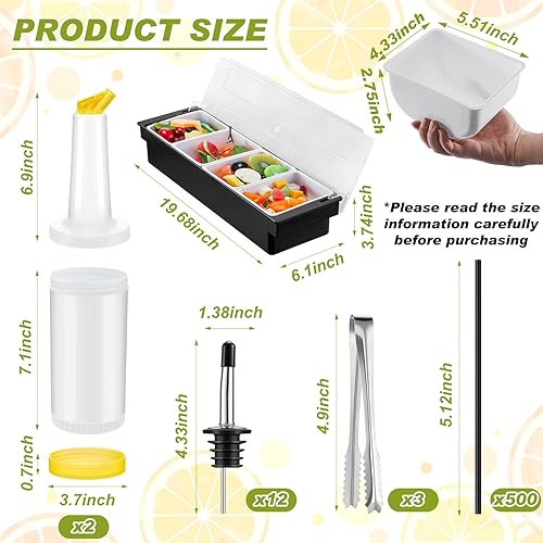 Miniatura 2 de Bandeja de adorno con barra de tapa, barra de 3 niveles, 12 vertedores de botellas clásicos de acero inoxidable, 2 botellas de plástico para verter