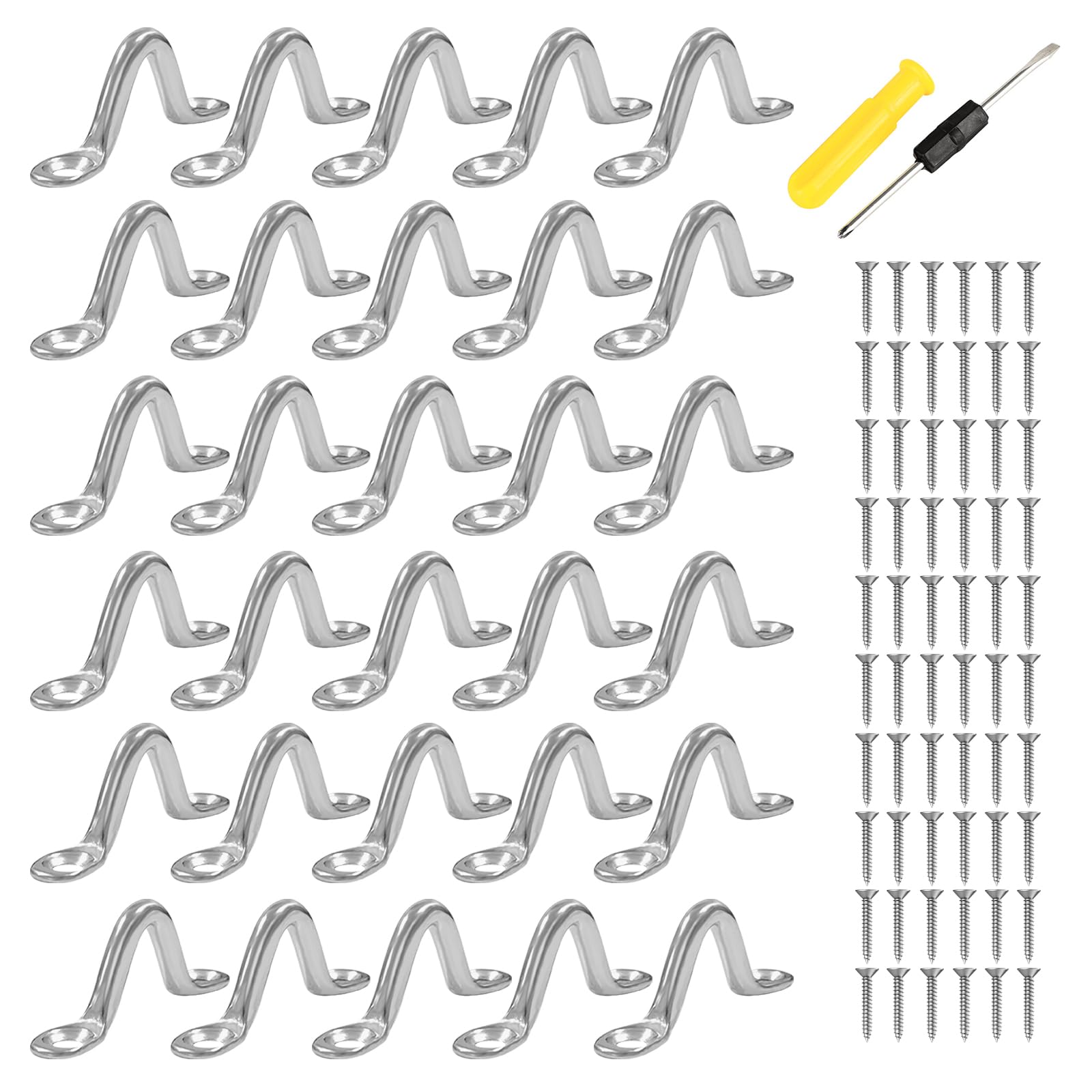 30 Piezas Bucles de Cubierta Kayak con Almohadillas, Anillas para Cubierta de Kayak, Acero INOX 304 con Almohadillas y 60 Tornillos, Accesorios Náuticos para Canoa, Kayak Rigging