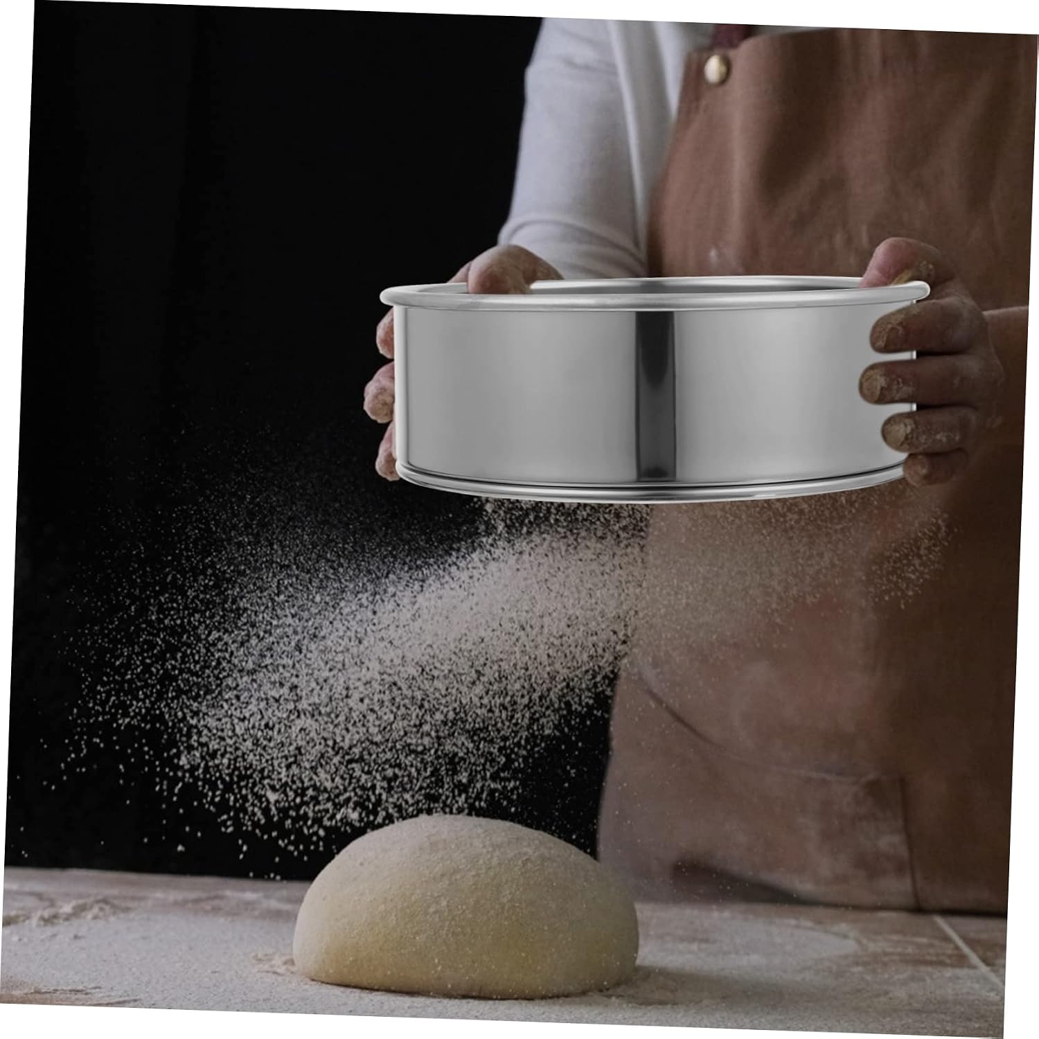 Mobestech 4Pcs Flour Sieve Mesh Kitchen Strainers for Baking Rustproof Flour Sifters for Powdered Sugar and Spices Essential Kitchen Tool