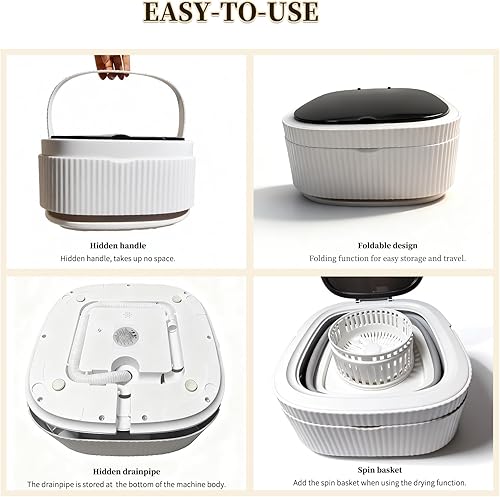 Miniatura 9 de Mini máquina de lavandería, diseño plegable con ventosas para una mayor estabilidad, solución de lavandería compacta para dormitorios, apartamentos,