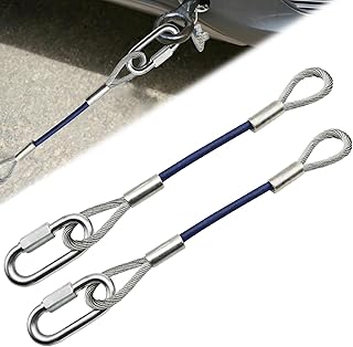 1 Pair Trailer Safety Towing Cables 12 Inch Extension for Towing Bar with Snap Hook Safety Latches