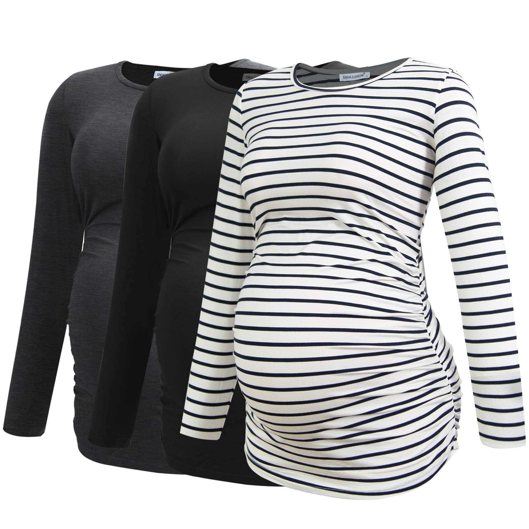 Smallshow Ropa Premama Mujer Manga Larga Camisetas Embarazadas de 3 Piezas