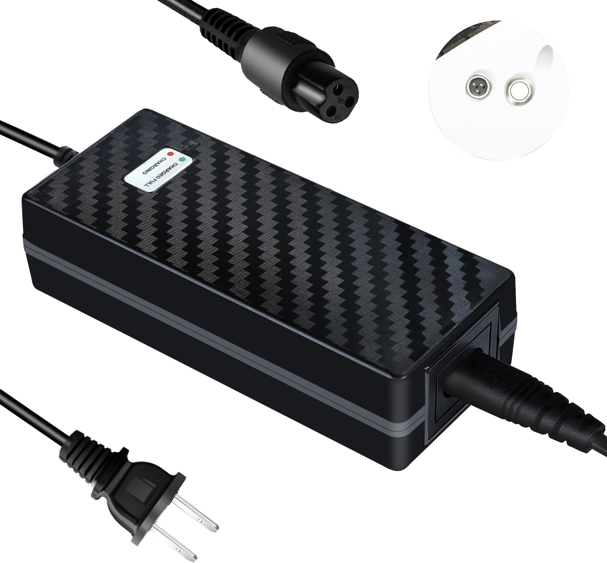 42V Charger PowerFast 3-Prong Inline Connector for 36V Lithium Battery