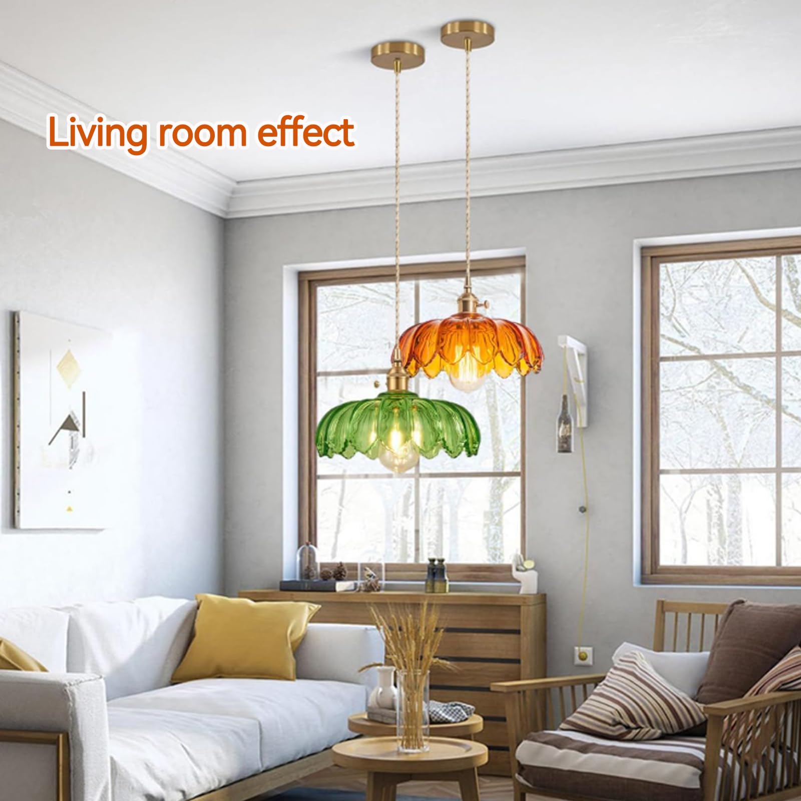 NICRX Vintage Glass Pendant Light,Adjustable Hanging Ceiling - View #11