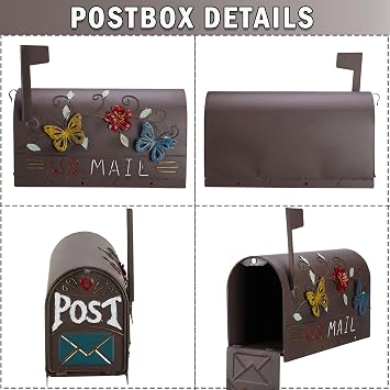 Heavy Duty Mailboxes for Outside, Metal Mail Boxes Post Mount