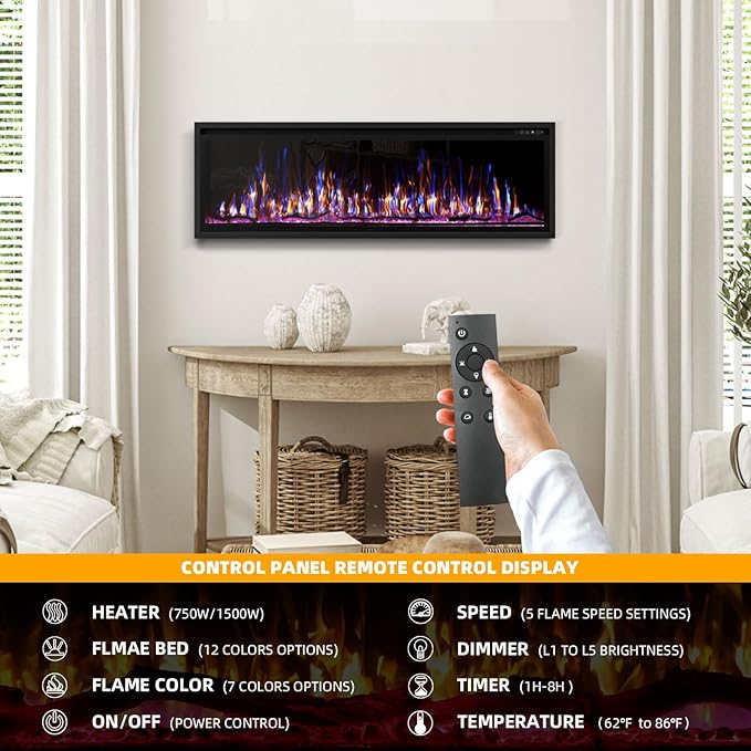 Chimenea Eléctrica BREEZEHEAT 60 Pulgadas 1500W miniatura 6