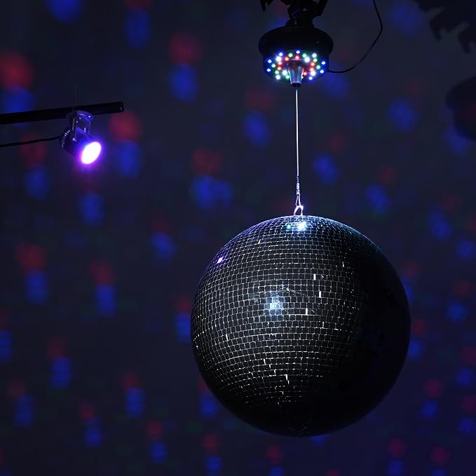 Bola Discoteca Espejada Yescom 16" con Motor y Luz RGB miniatura 3