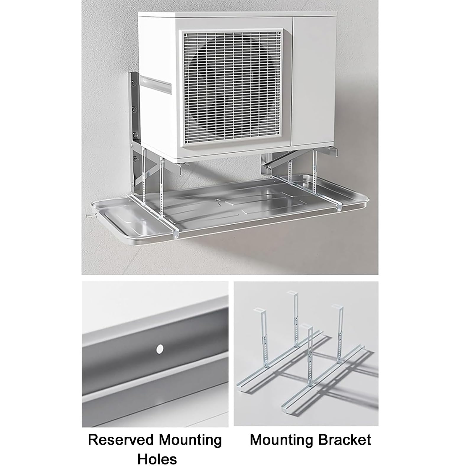 Bandeja de Condensación con Soporte para Aire Acondicionado, Bandeja de Goteo de Aire Acondicionado de Acero Inoxidable con Manguera de 2 M(84x39x3.5cm (33.1x15.4x1.4in))