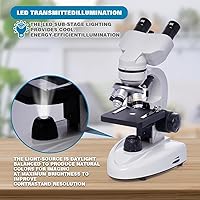 Vista 3 de SELFIE CAT Microscopios binoculares, 200X-5,000X Microscopio compuesto compuesto compuesto con multiplicador 6X, oculares electrónicos y adaptador