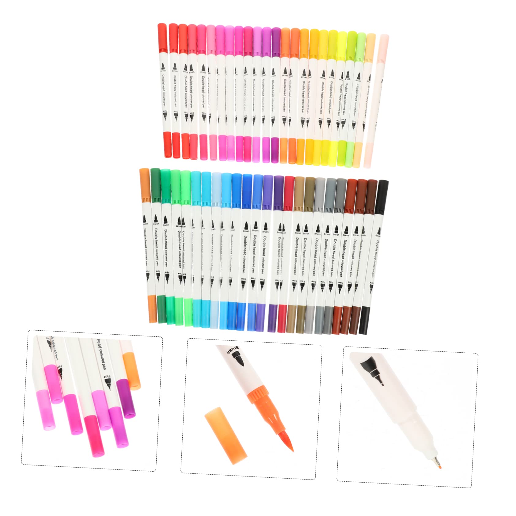 Pennarelli Acquerelli per Studenti e Artisti, 48 Pezzi, Set | Plastico, per Sketching e Outlining, Scrittura Fluida e Colorazione Uniforme