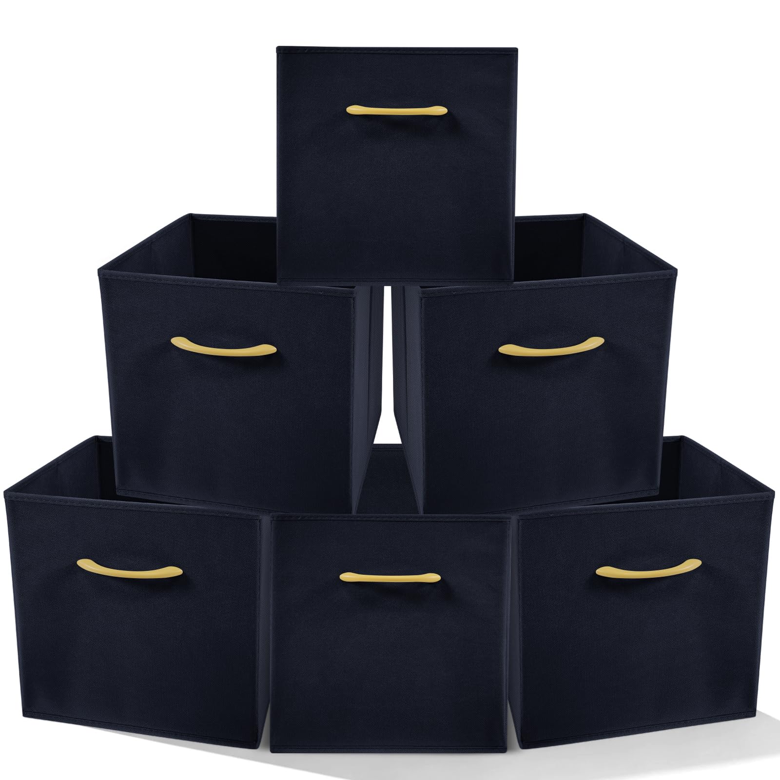 Amazing Tour 6 PCS Cube Storage Boxes 30x30x30 Navy Blue,Foldable Fabric with Handles Collapsible for Home Office Nursery Organiser - Clothes Basket Containers