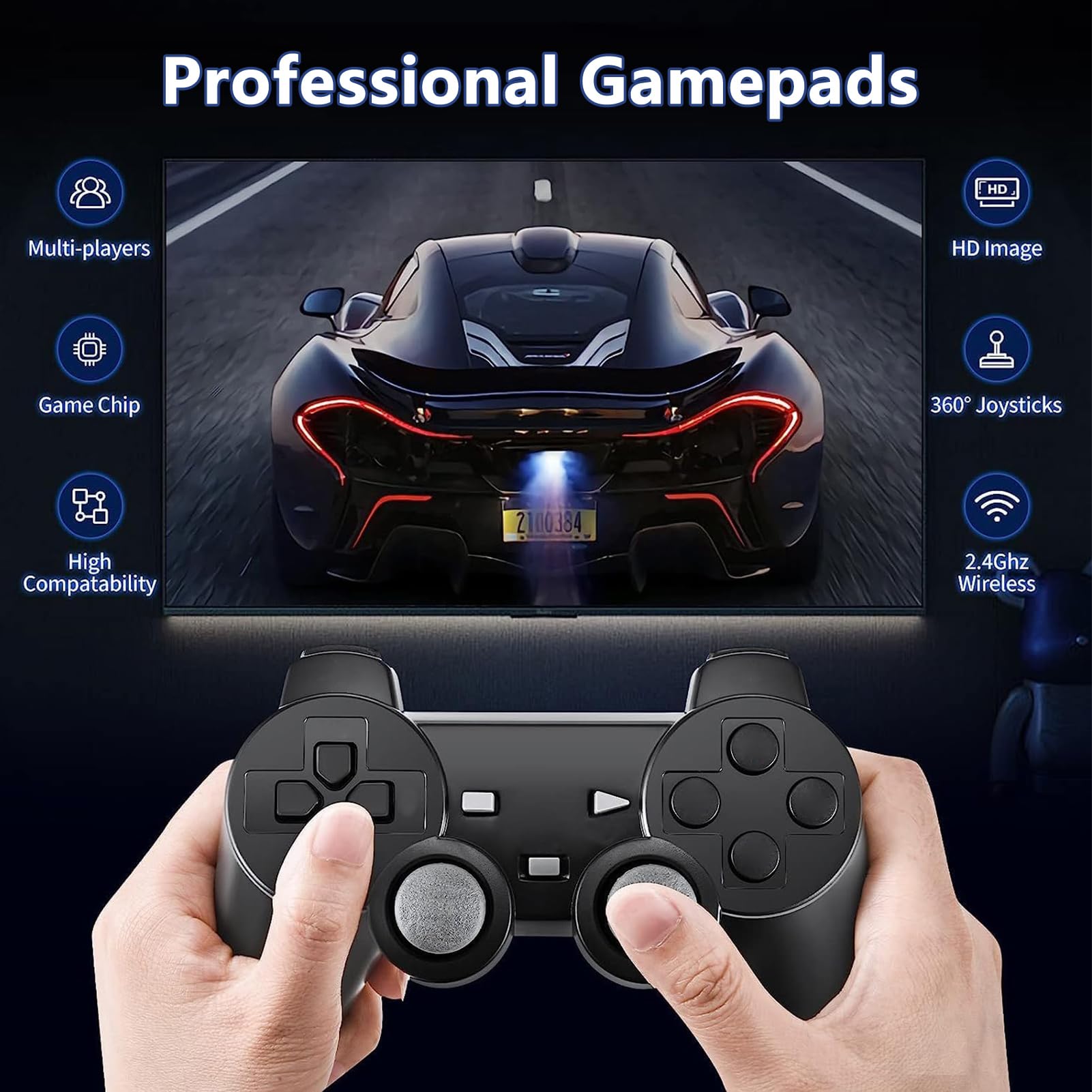 Whatsko Console per Video, 2 Controller Wireless, Plug and Play con Uscita 4K HD per TV, Computer e Proiettore, Regalo per Familiari e Amici