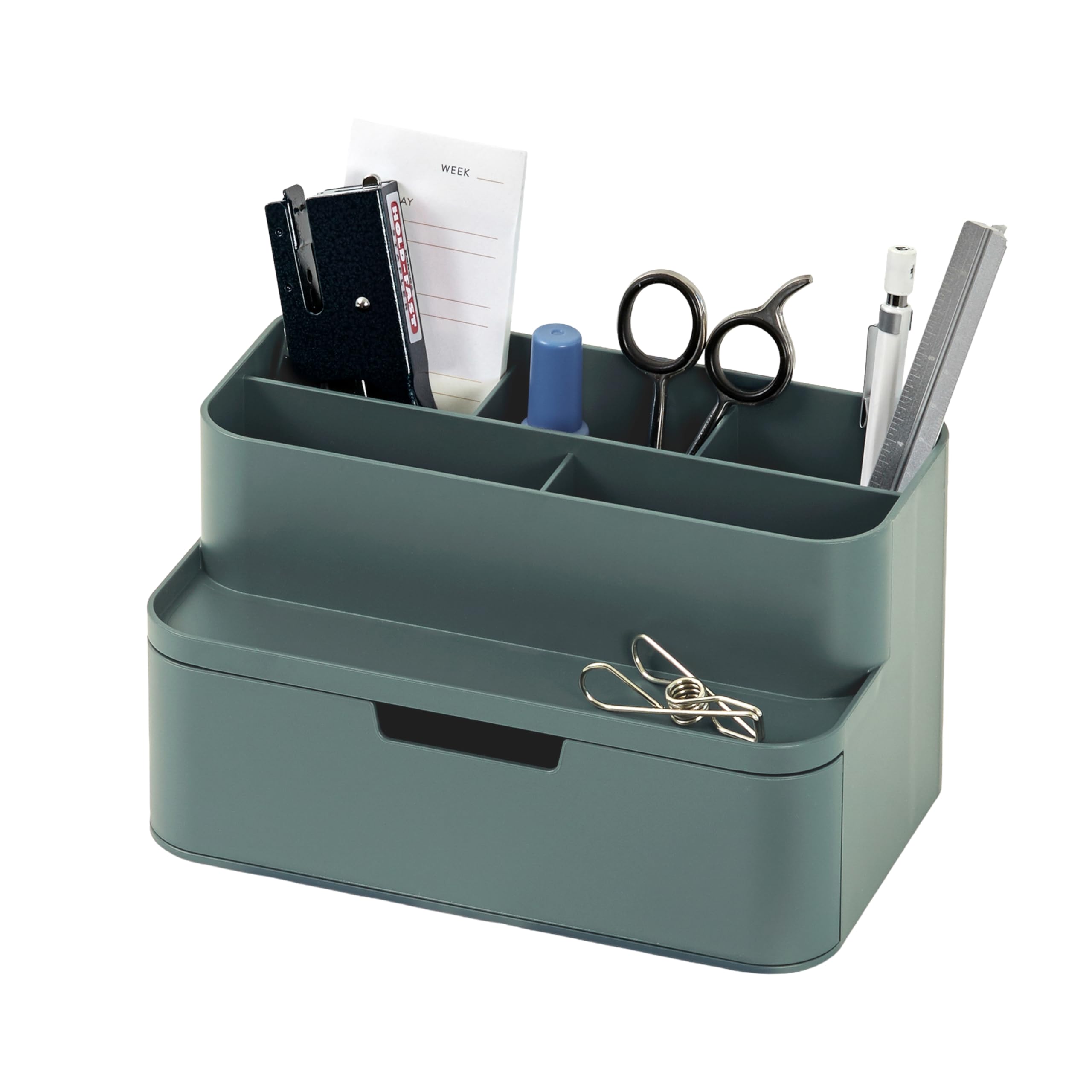 BLUE GINKGO Organizer Compatto da Scrivania 5 Scomparti Cassetto Parziale Verde Made in Korea