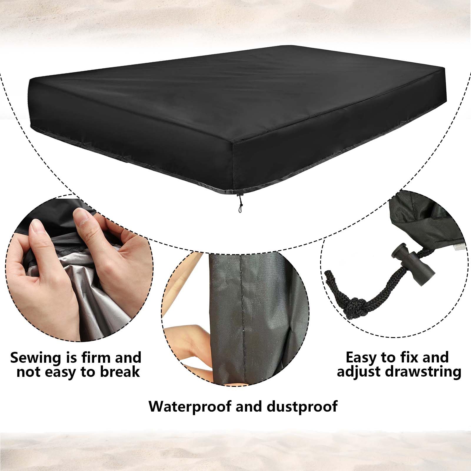 Impermeable Funda Arenero, 120x120 cm Cubierta Arenero para Niños Cubierta de Sandbox Cubierta para Arenero de Tela Oxford Arenero Toldo con Cordón, para Caja de Arena, Piscina, Jardín (120)
