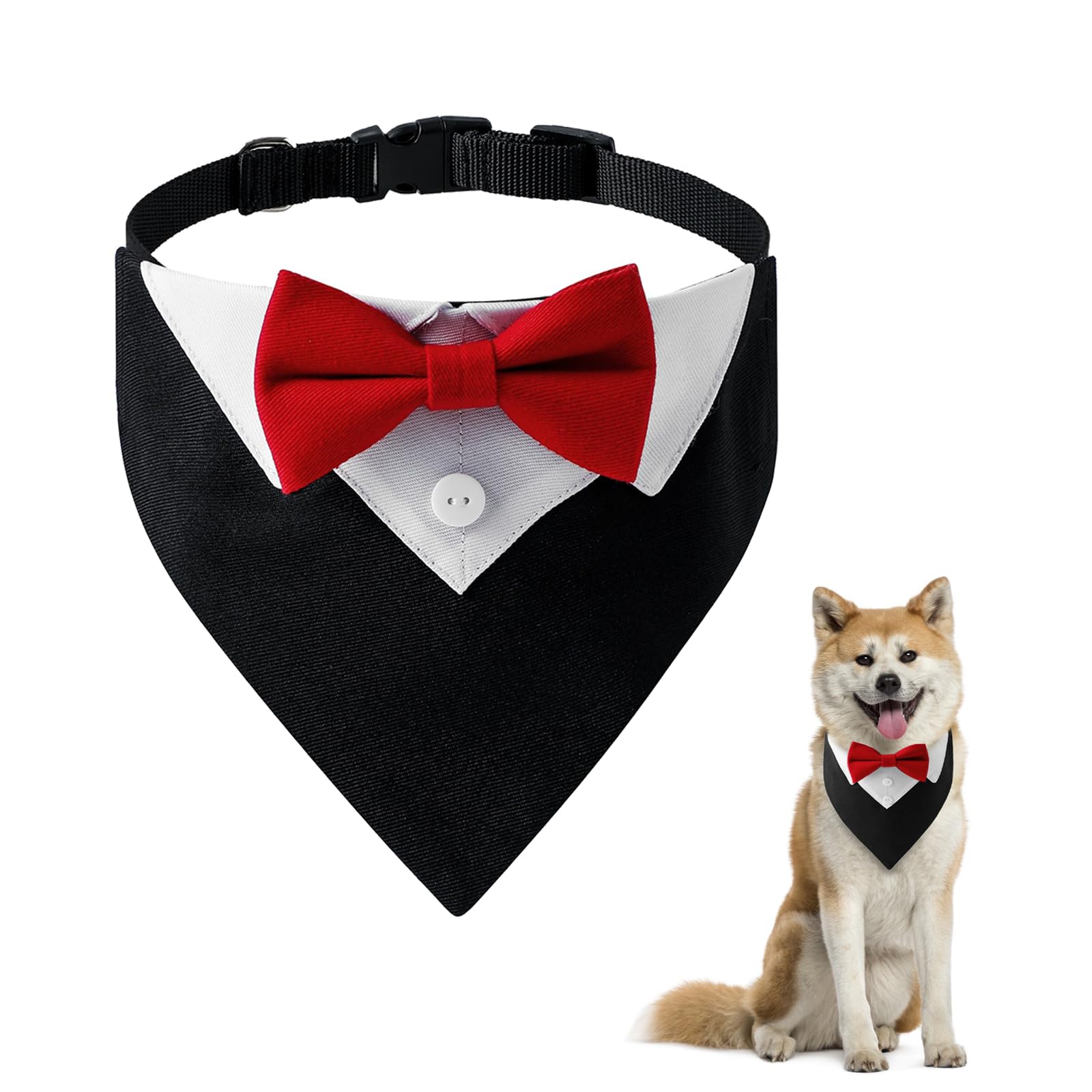 Funmo Red Hundesmoking,Hund Hochzeit Bandana,Formelles Hunde-Smoking-Bandana,Hunde Smoking Hundehalstuch,Hund Smoking Anzug,
