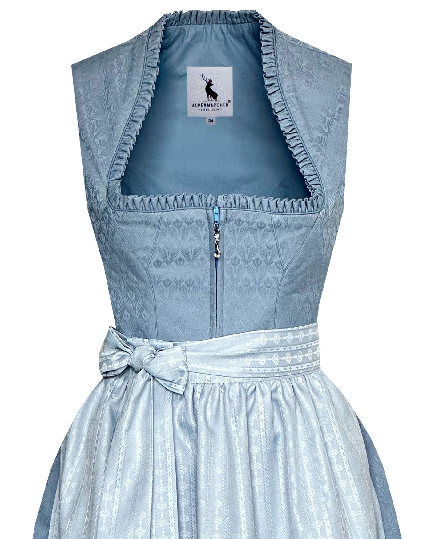 Alpenmärchen Midi Dirndl aus Exklusiver Kollektion inkl. Schürze Gr.32-54 - ALM1065