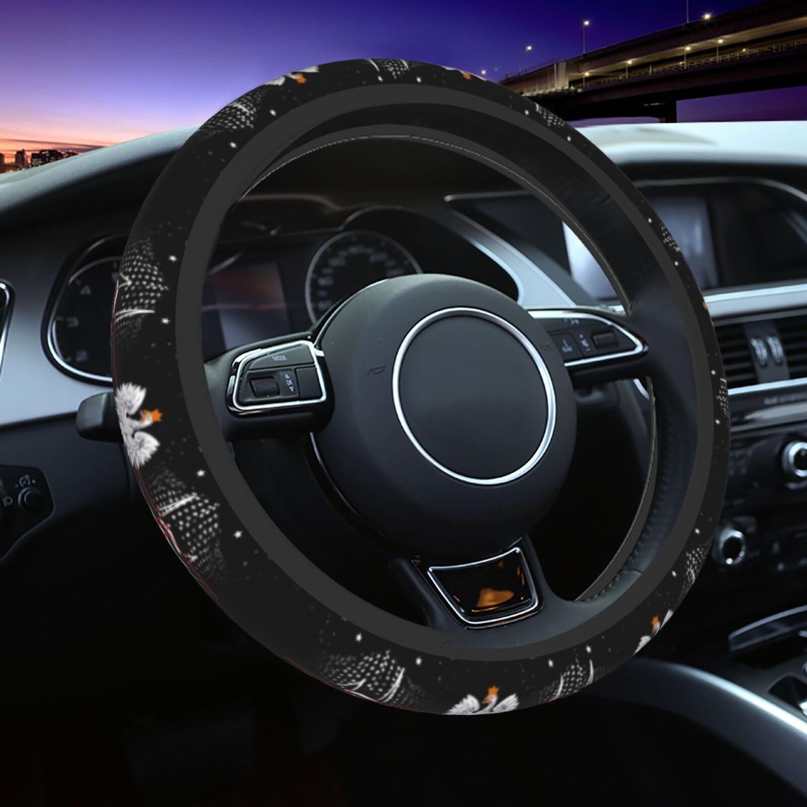 SwpWab Polska Eagle Polish Heartbeat Poland Auto Stretch Steering Wheel Cover Skidproof Available for Most Trucks, Suvs, Cars, 14.5-15.5 Inch