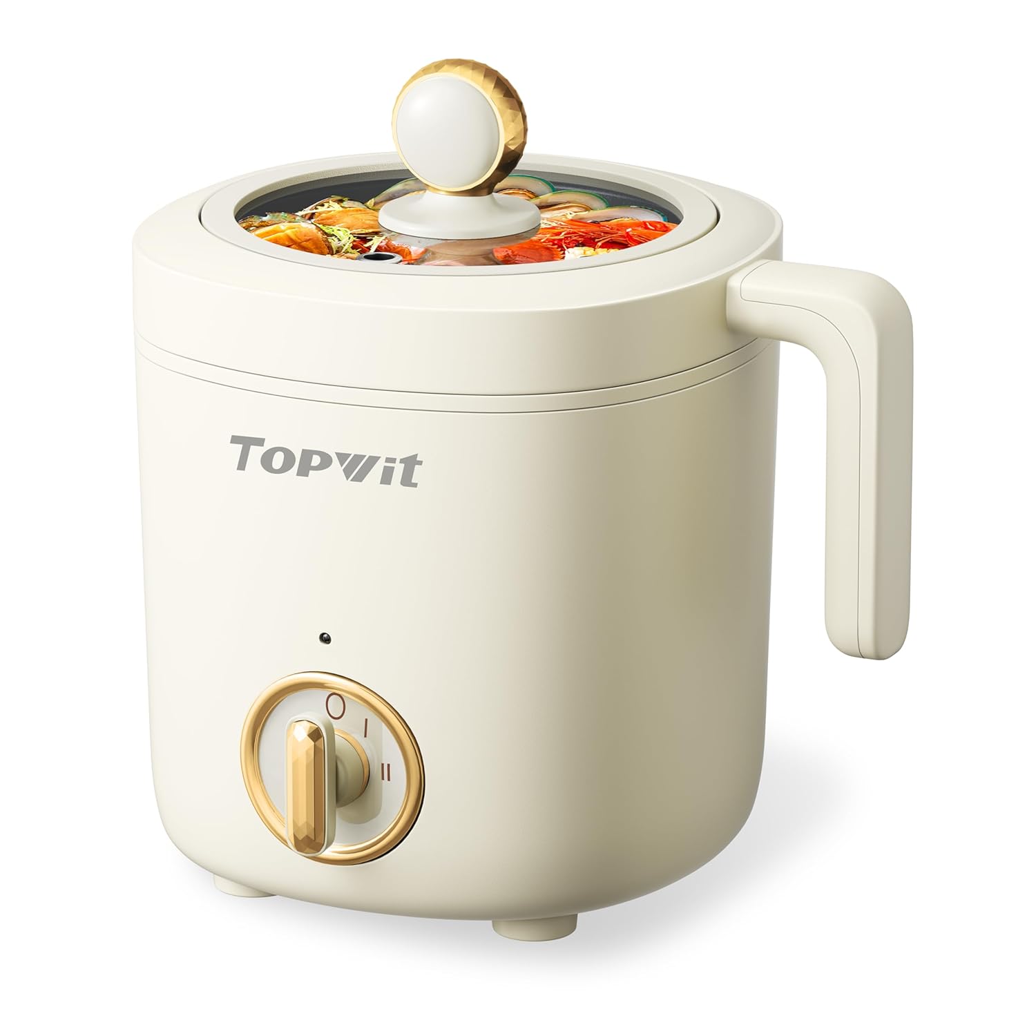 TOPWIT Hot Pot Electric Pot for Cooking Ramen Cooker 1 2L Non-Stick Portable Noodles Cooker for Pasta Soup