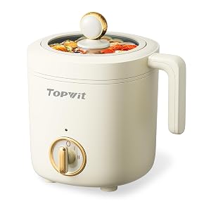 TOPWIT Hot Pot Electric Pot for Cooking Ramen Cooker 1 2L Non-Stick Portable Noodles Cooker for Pasta Soup