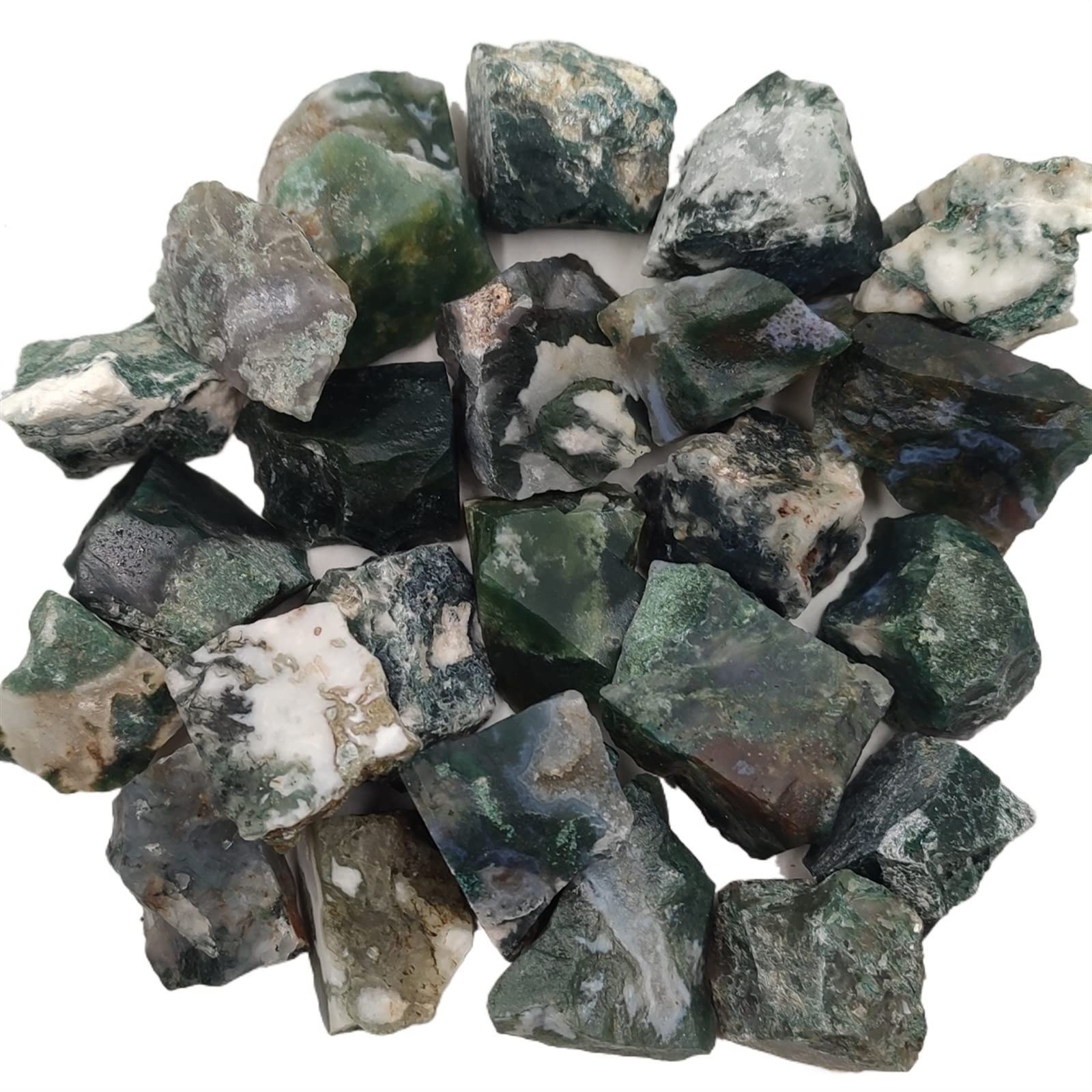 100 g Bulk Natural Raw Moss Agate Pietra Grezza Cristalli di Quarzo Roccia Acquario Decorazione della Stanza di casa Decorazione della Stanza