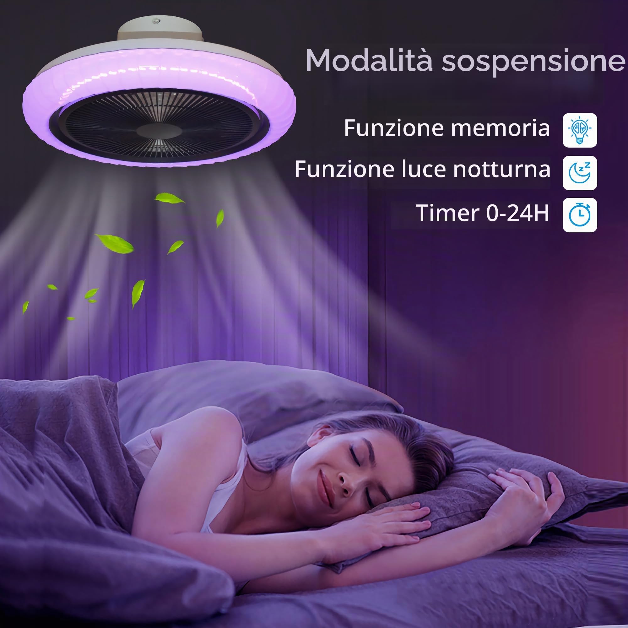 RGB Alexa Ventilatore Da Soffitto Con Luce E Telecomando Camera Da Letto Plafoniera Ventilatore Soffitto E Cassa Bluetooth Ventilatore Soffitto Con Luce Wifi Moderno 50CM*20CM