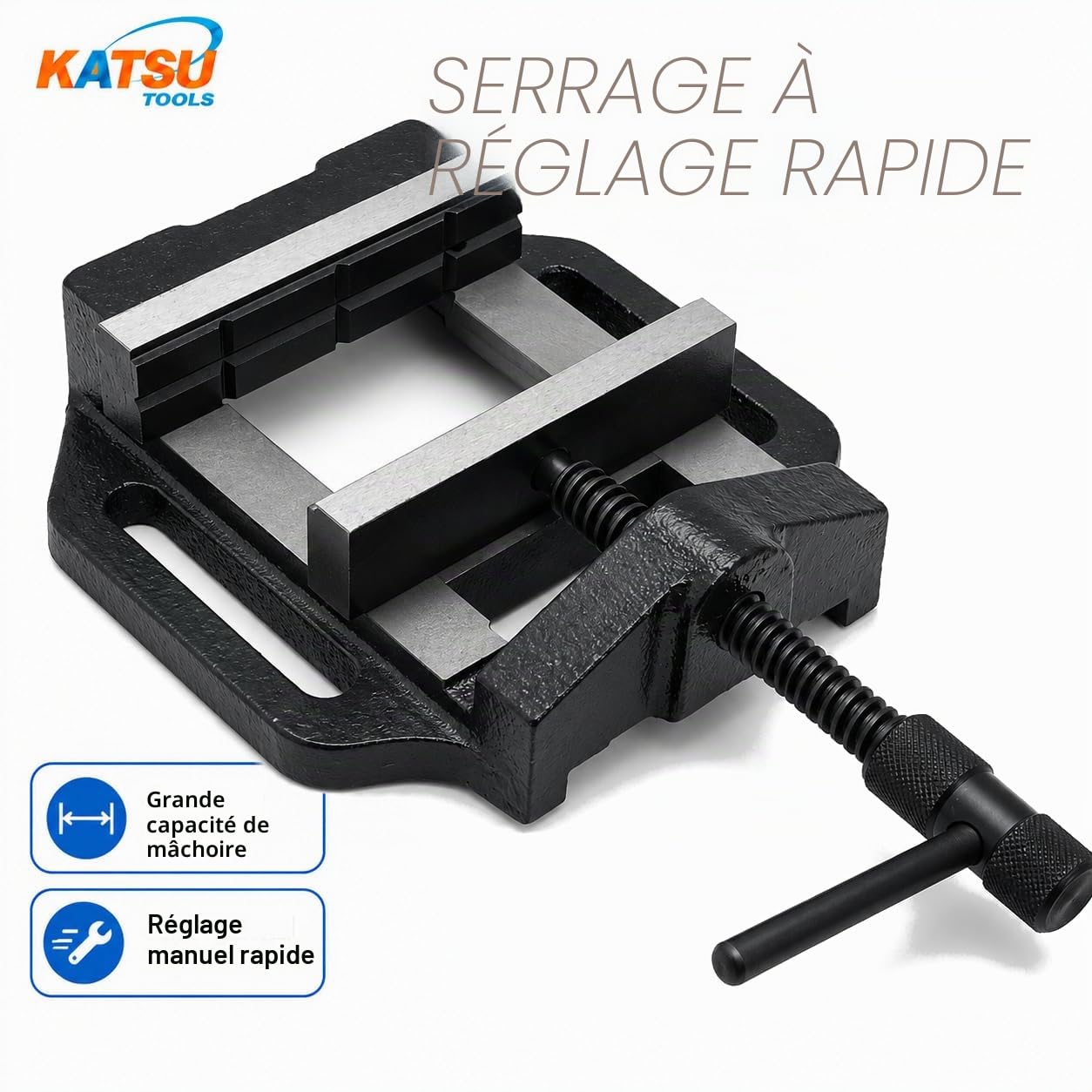 KATSU Étau pour Perceuse à Colonne 5" 125mm Précision professionnelle Type Allemand Pilier Banc Perceuse Étau pour Atelier Fraiseuse Machines 4022765