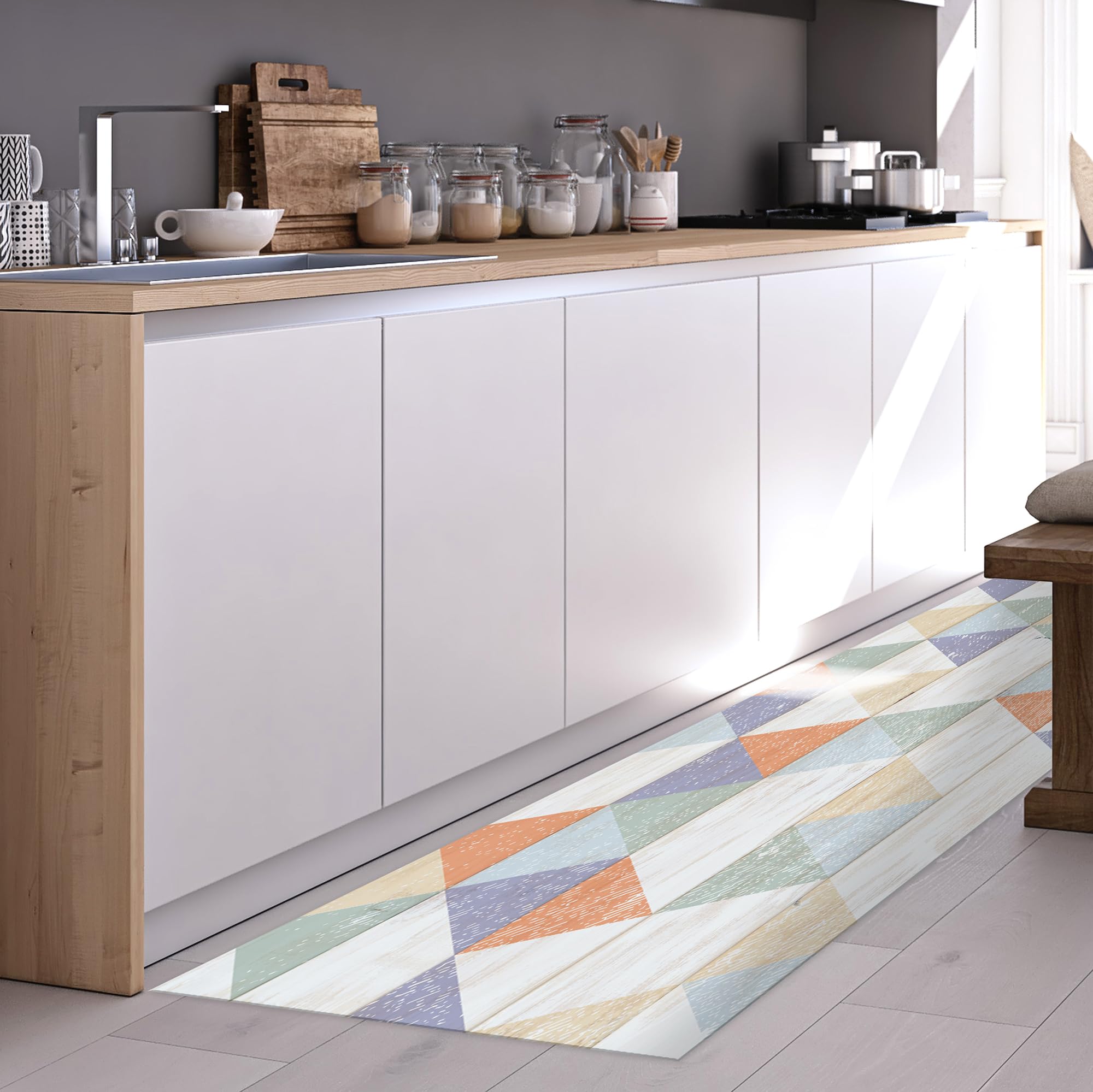 Tapis De Cuisine Italien Antidérapant - Design Tropical 50x240cm - PVC Lavable Et Ignifuge