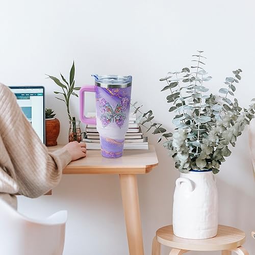 Miniatura 3 de Vaso de 40 onzas con asa y tapa con popote a prueba de fugas, regalo inspirador de cumpleaños para el Día de la Madre para mujeres, hombres,