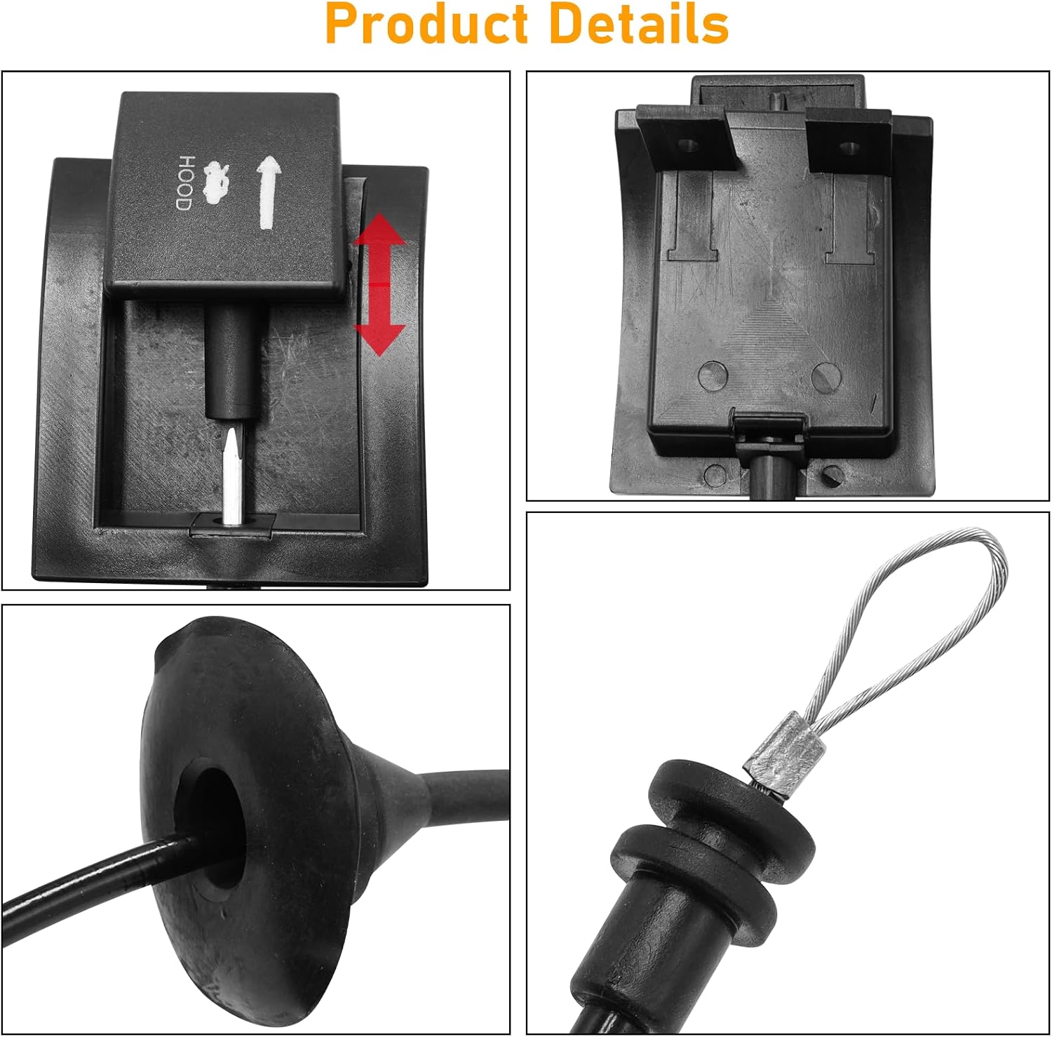 Hood Release Cable & Handle Compatible With 1987-1997 Ford F150 F250 F350 Super Duty Bronco F53 F59 - Latch Replace for 912-042 F2TZ16916A - 1PC, Black