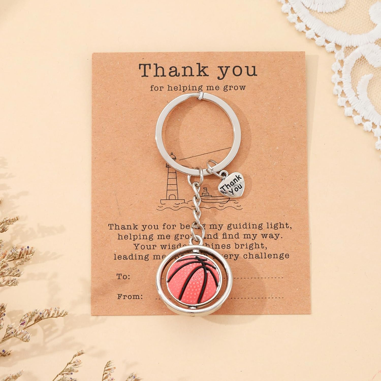 Teacher Appreciation Keychain Gifts Graduation Back To School Gifts from Student Thank You for Helping Me Grow Keychain image 3