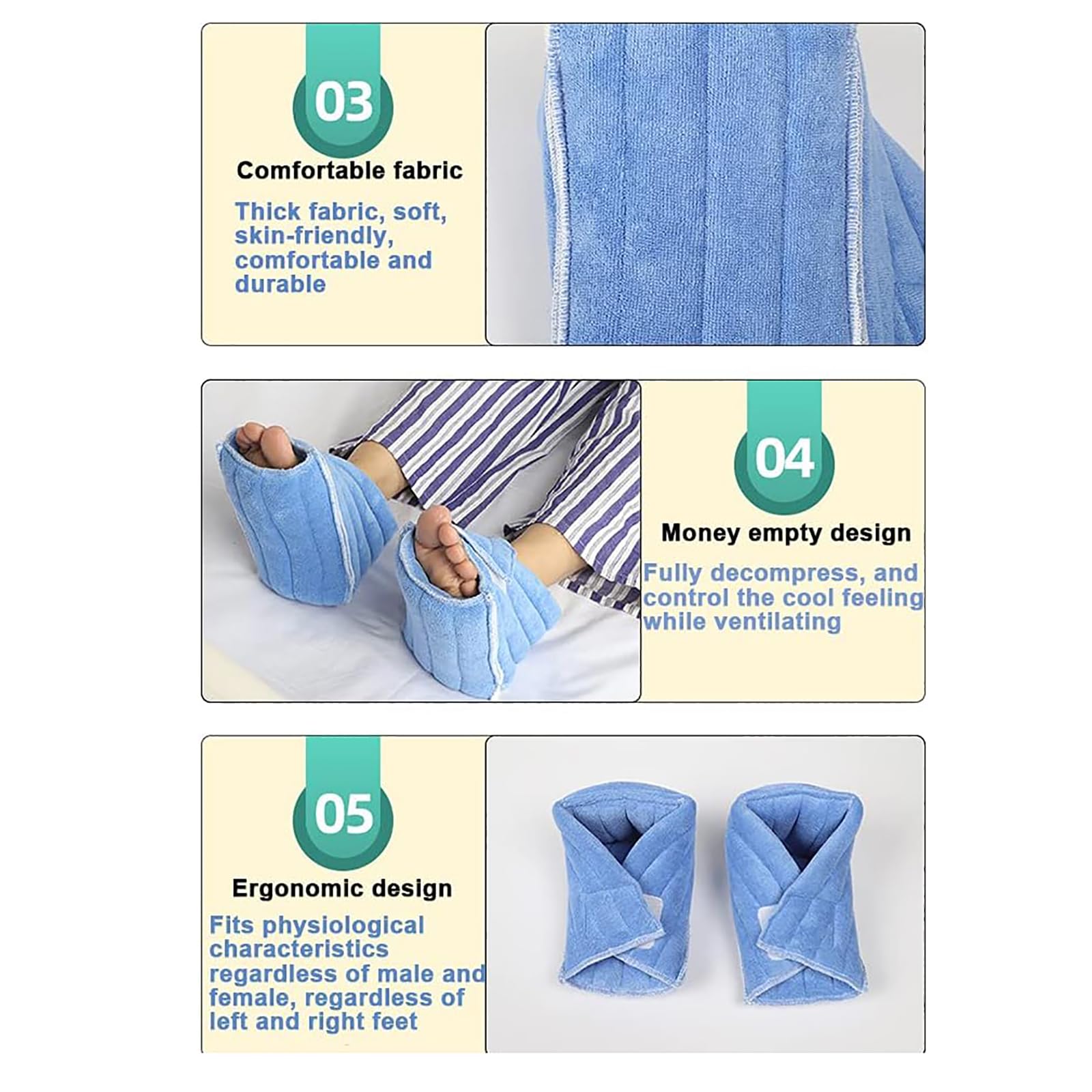 Talonera Antiescaras, Talonera Protectora Para Talón, Fácil Usar/tejido Cómodo/resistente Las Manchas/anticaída Pie, Adecuada Para Personas Postradas Cama Y Que Alivian Úlceras Por Presión