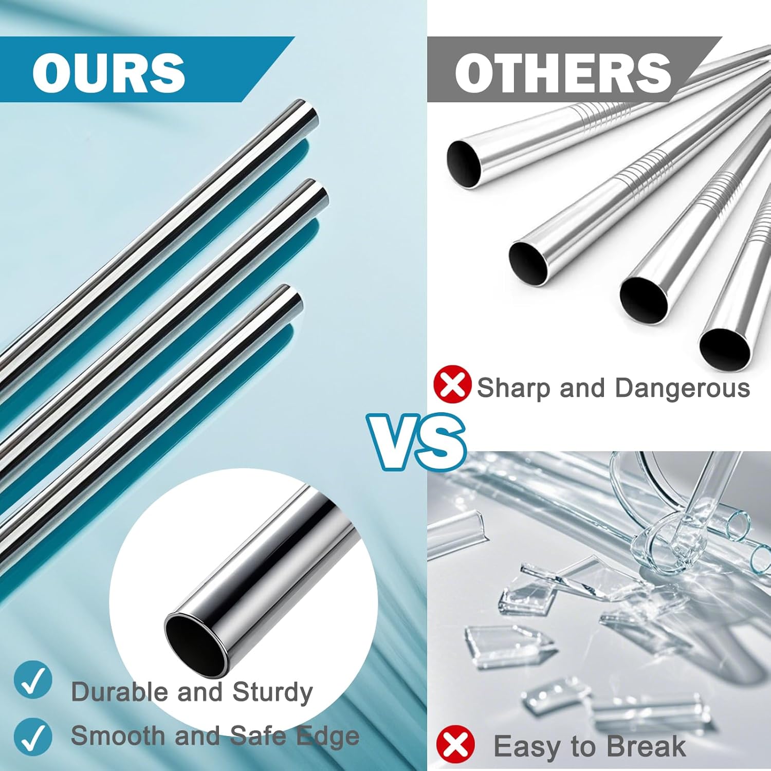 HEYSKAY 6pcs Hydrojug Straw Replacement Straws Reusable for HydroJug Traveler Tumbler 40oz with 3 Plastic Straw 3 Metal Straws and 2 Cleaning Brushes for Hydrojug Accessories - Image 4