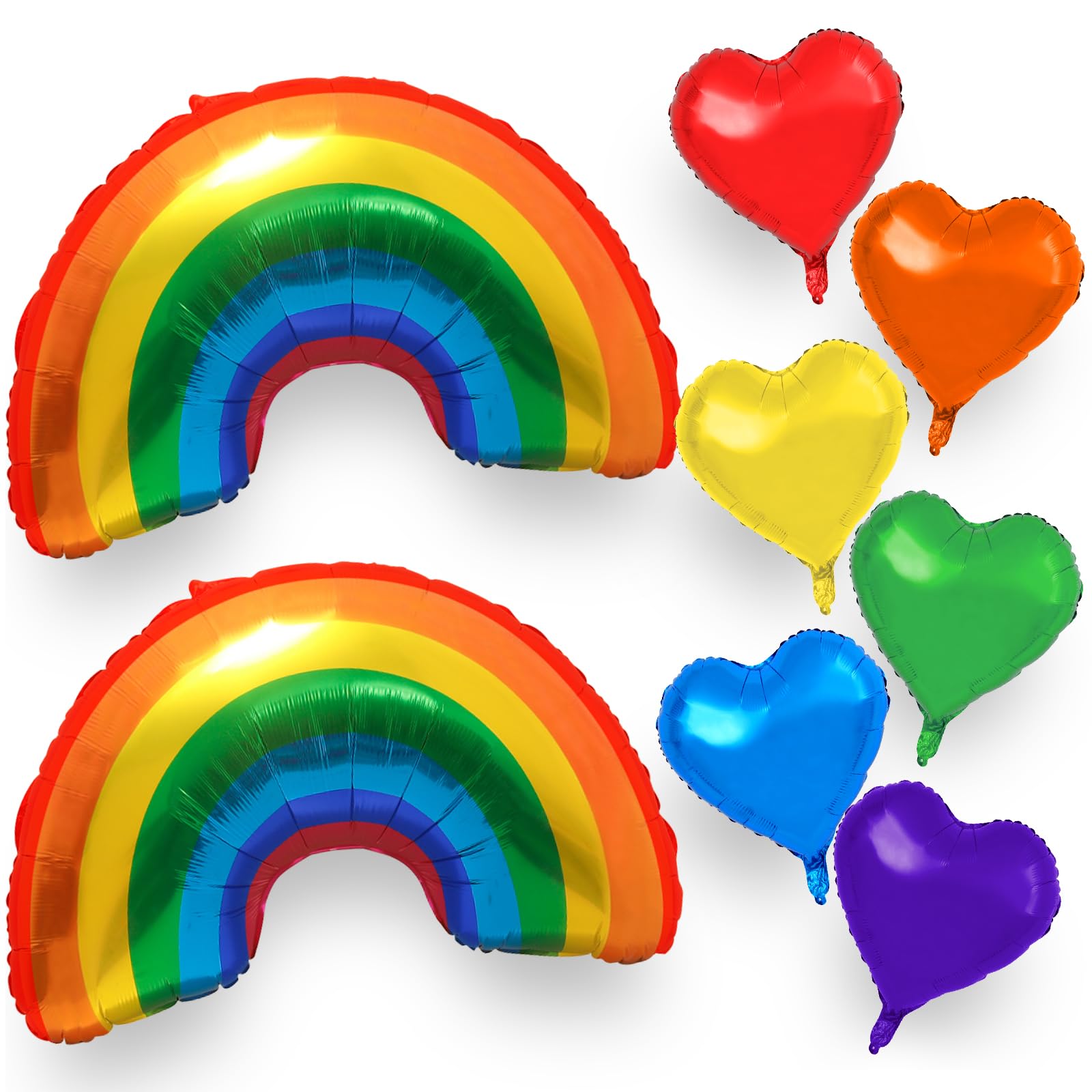 Large Pride Day Balloons Kit Rainbow Balloons Pride Parade Supplies 38'' Rainbow Foil Balloons Heart Balloon for Festival Gay Favors Party Rainbow Party Celebration LGBT Decorations (8 PCS)