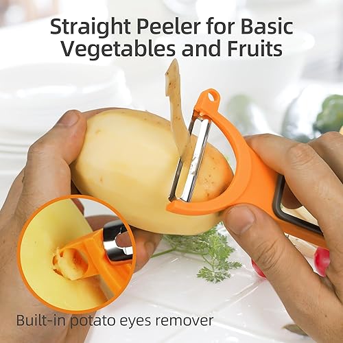 Miniatura 3 de M Jingmei Pelador de verduras, patata, manzana, fruta, zanahoria, pelador para cocina, pelador en Y con cuchillas giratorias de acero inoxidable,