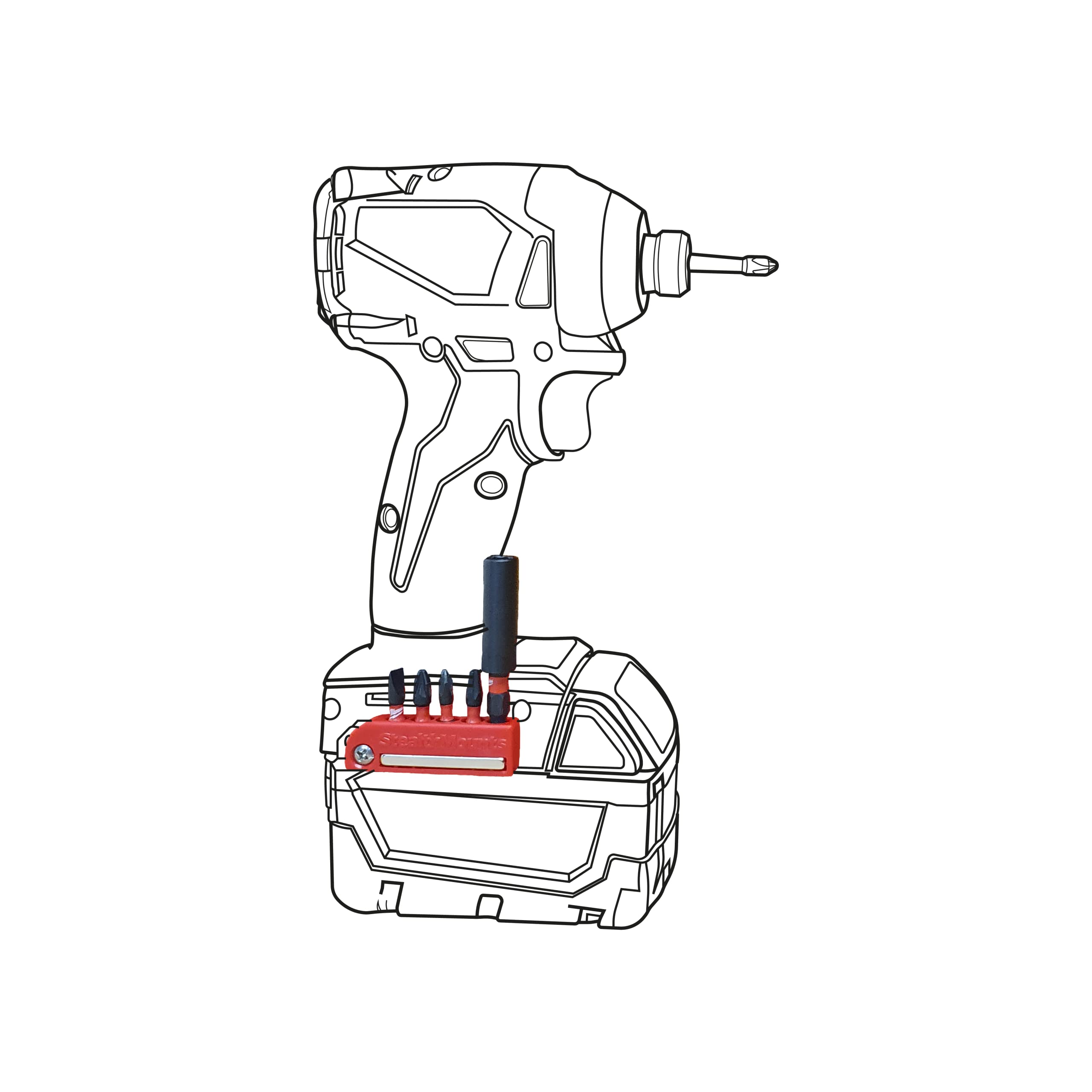 StealthMounts Soporte magnético rojo para brocas compatible con Milwaukee M18 | Organizador de brocas | Soporte de brocas para taladros e impactos (paquete de 2)