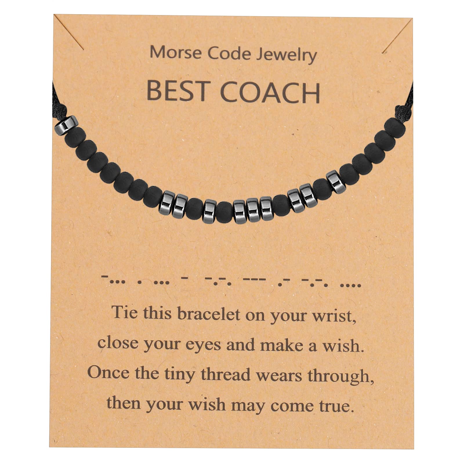 BLEOUK Best Coach Morse Code Bracelet Coach Wish Bracelet Soccer Volleyball Football Swimmer Basketball Tennis Coach Thank You Gift