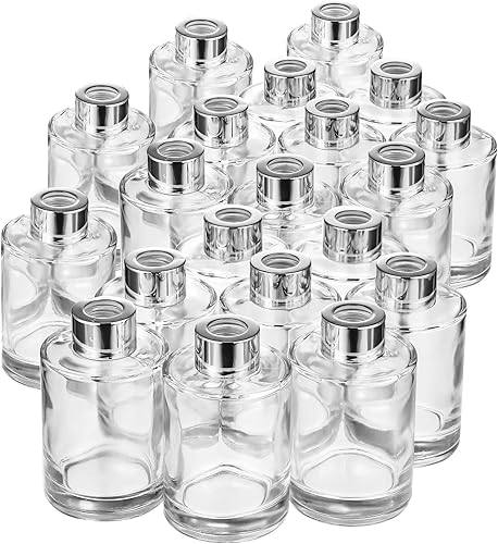 Wesiti Juego de 10 botellas difusoras de vidrio, frascos difusores vacíos con tapas, 4 pulgadas de alto, botella difusora de varillas de 4.1 fl oz,