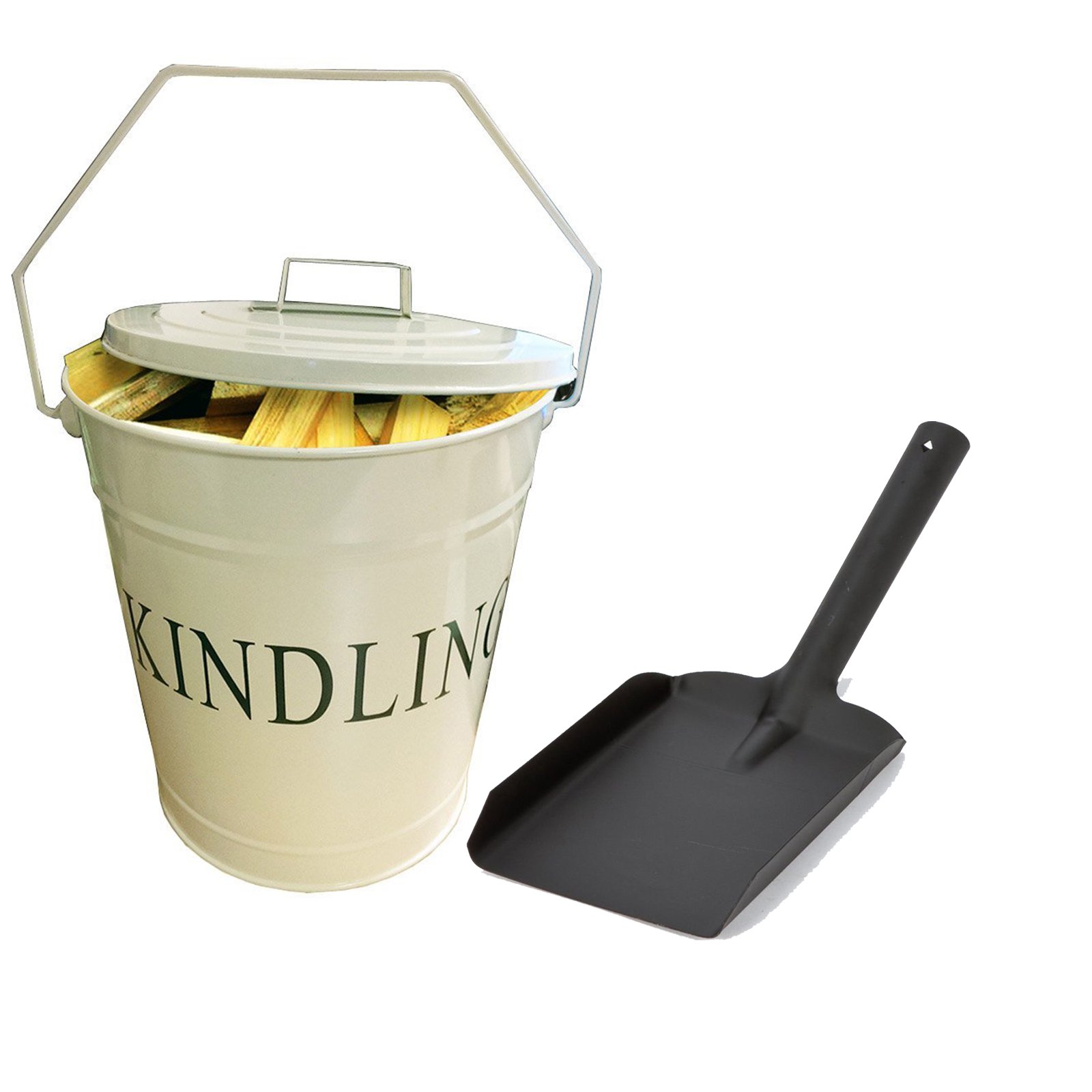 Inglenook Cream Kindling Bucket & Fire Shovel