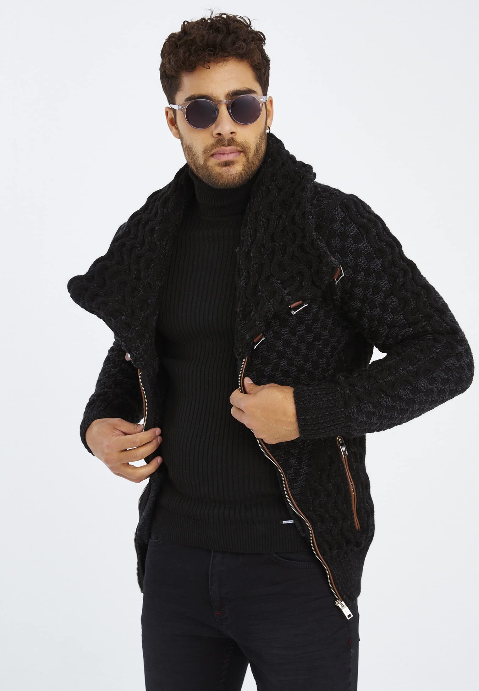 Leif Nelson Herren Strickjacke mit Reißverschluss in Regular Fit, Männer Cardigan in Langarm Design, ideal für Casual und Business-Looks